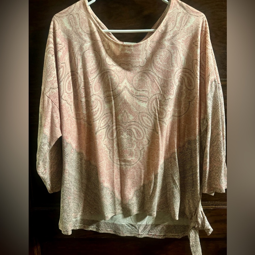 Chico's Scoop Neck Tunic in Blush and Taupe Stripes